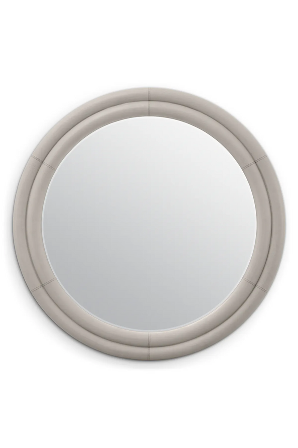 Gray Leather Round Mirror | Eichholtz Bastioni | Eichholtzmiami.com