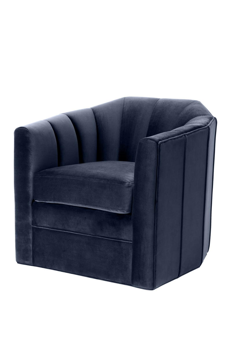 Blue Velvet Panelled Swivel Chair | Eichholtz Delancey | Eichholtzmiami.com