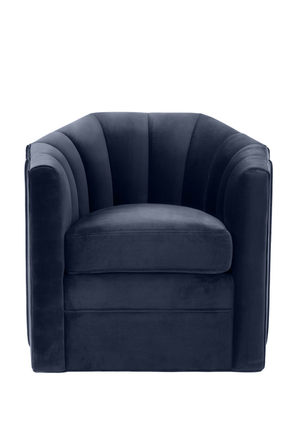 Blue Velvet Panelled Swivel Chair | Eichholtz Delancey | Eichholtzmiami.com