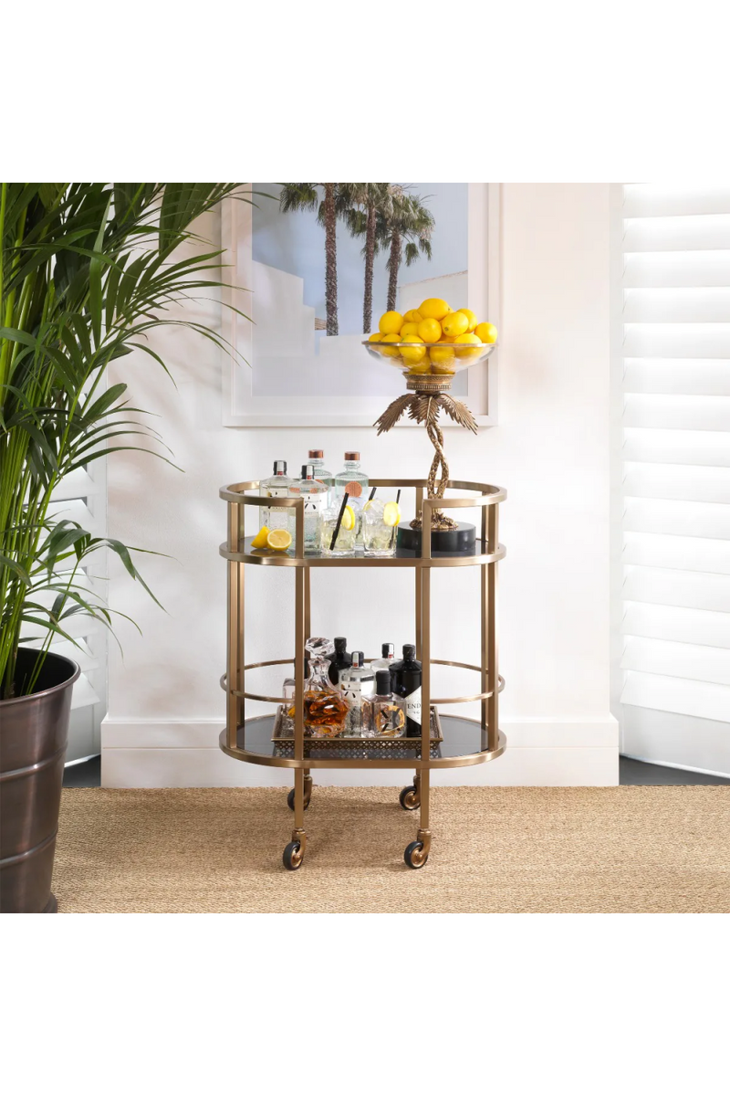 Brushed Brass Bar Cart | Eichholtz Townhouse | Eichholtzmiami.com