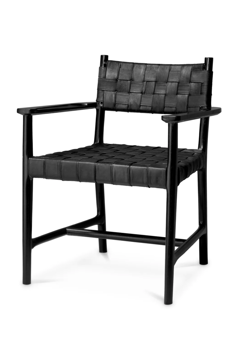 Woven Black Leather Dining Armchair | Eichholtz Tiberio | Eichholtzmiami.com