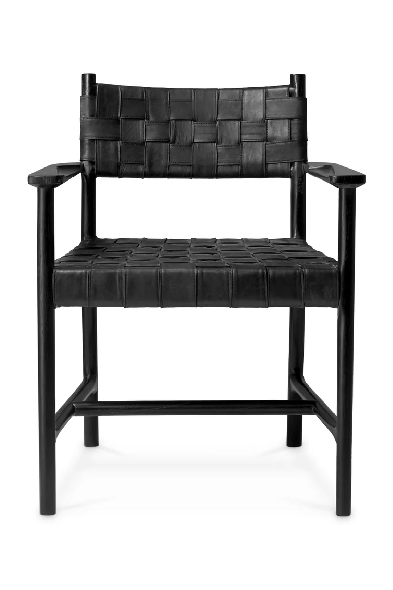 Woven Black Leather Dining Armchair | Eichholtz Tiberio | Eichholtzmiami.com