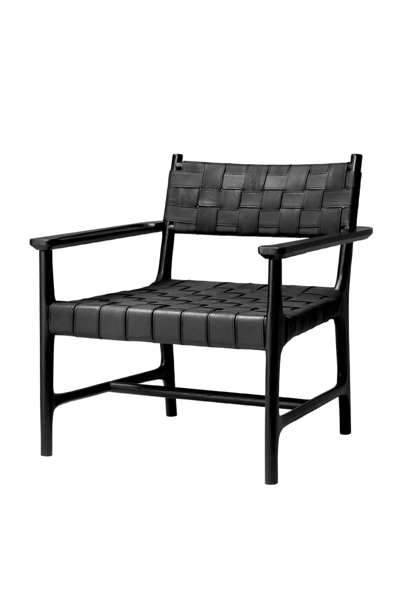 Woven Black Leather Lounge Chair | Eichholtz Tiberio | Eichholtzmiami.com