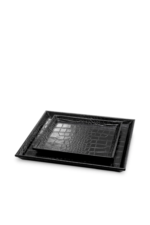 Croco Black Leather Tray Set (2) | Eichholtz Scaleo | Eichholtzmiami.com