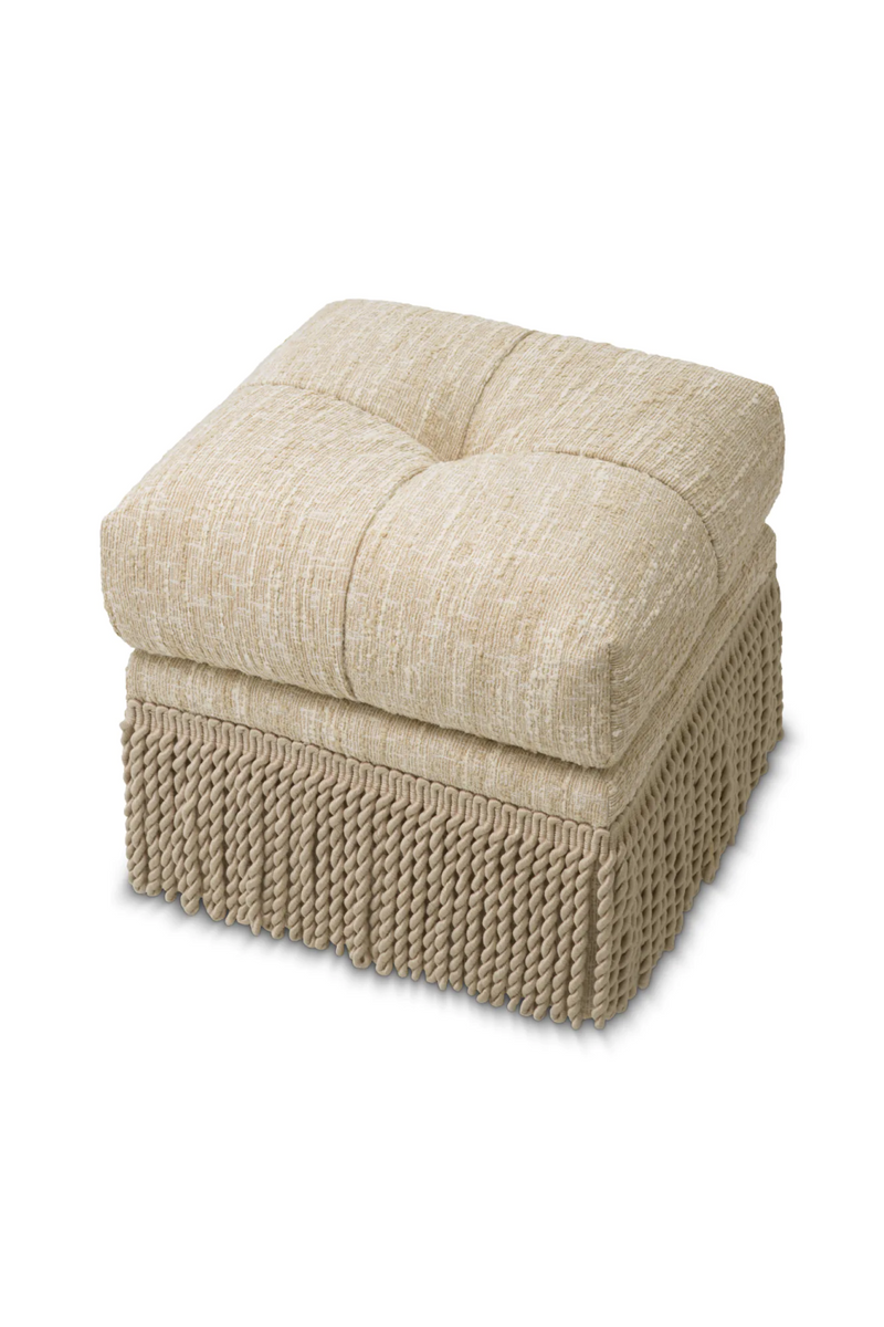 Cream Boucle Tufted Fringe Stool | Eichholtz Dorantes | Eichholtzmiami.com