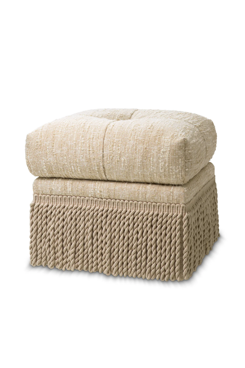 Cream Boucle Tufted Fringe Stool | Eichholtz Dorantes | Eichholtzmiami.com