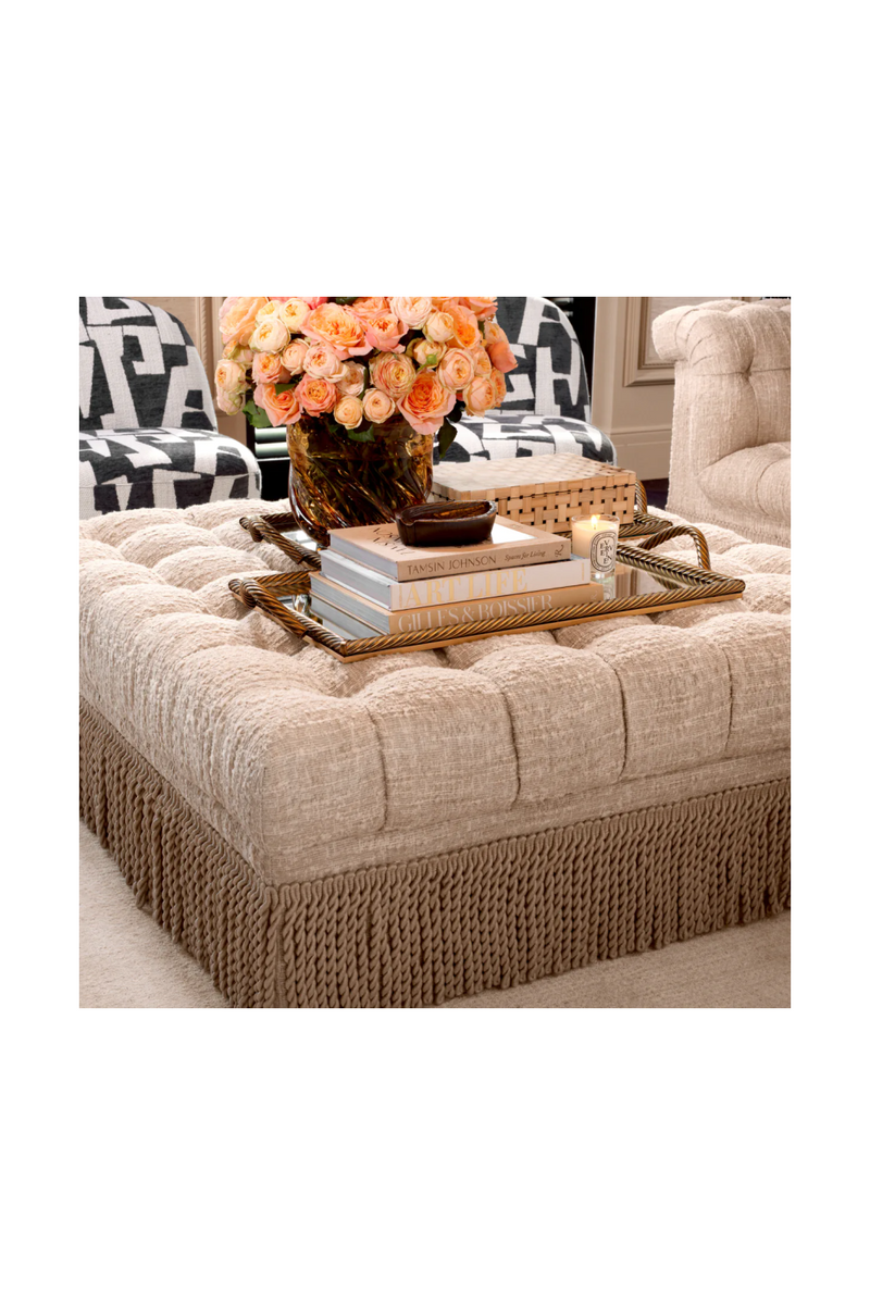 Cream Boucle Tufted Fringe Ottoman | Eichholtz Dorantes | Eichholtzmiami.com