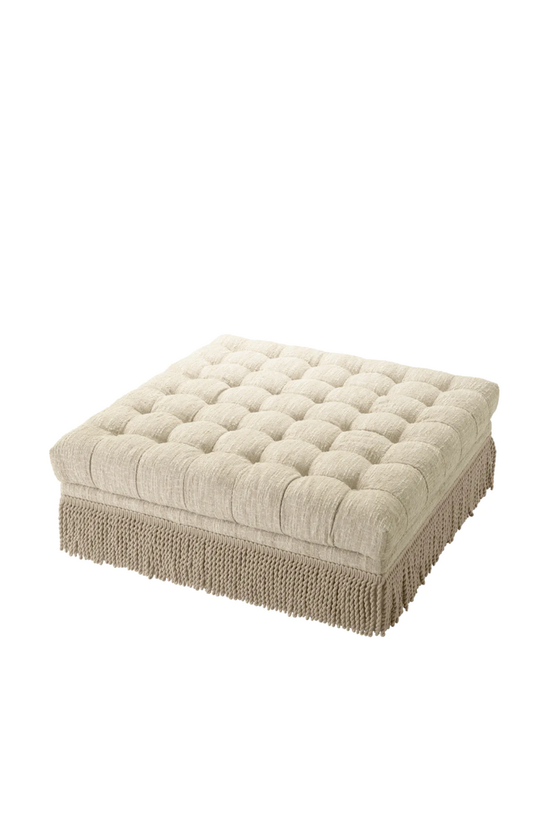 Cream Boucle Tufted Fringe Ottoman | Eichholtz Dorantes | Eichholtzmiami.com