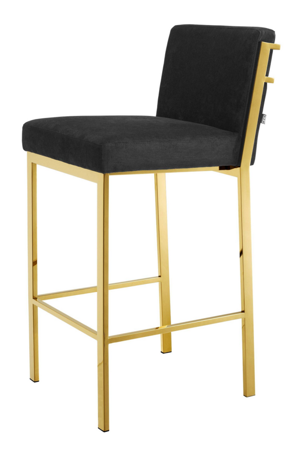 Gold Black Velvet Bar Stool | Eichholtz Scott | #1 Eichholtz Retailer