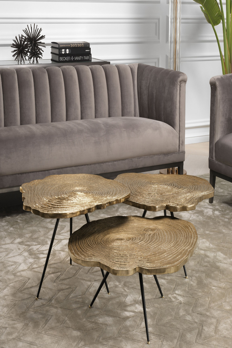 Gold Wood Slice Coffee Table Set | Eichholtz Quercus | Eichholtz Miami