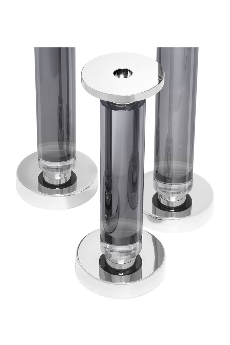 Smoke Crystal Glass Candle Holder Set of 3 | Eichholtz Chapman | Eichholtz Miami