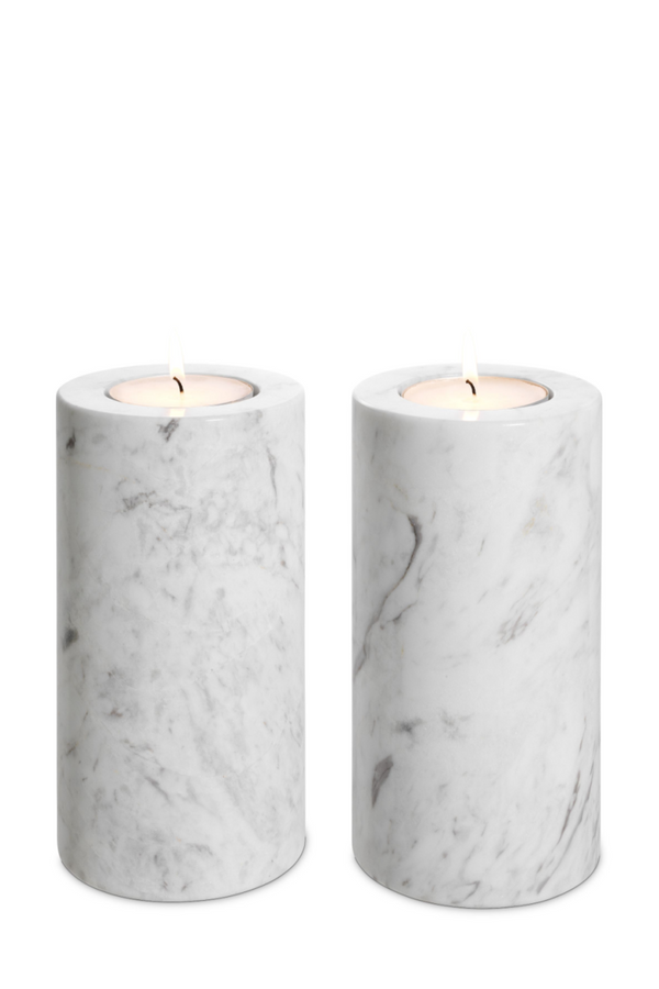 White Marble Tealight Holders 2 | Eichholtz Tobor M | Eichholtzmiami.com