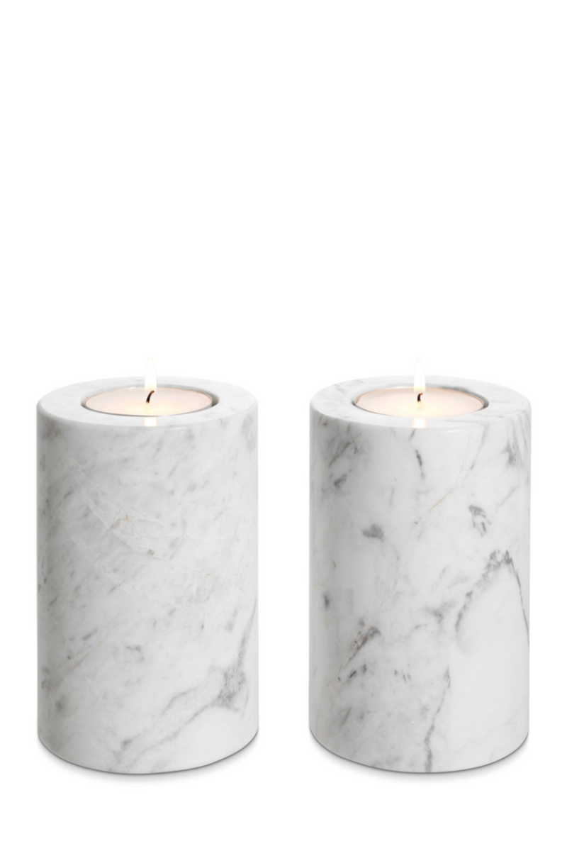 White Marble Candle Holders 2 | Eichholtz Tobor S | Eichholtzmiami.com