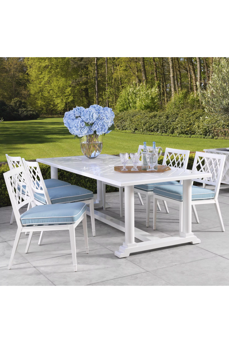 White Lacquer Outdoor Dining Table | Eichholtz Bell Rive | Eichholtz Miami