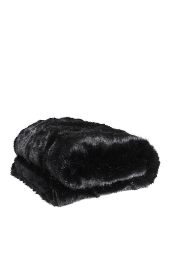 Black Fur Throw Blanket For Sofa or Bed - Eichholtz Alaska | Eichholtz Miami