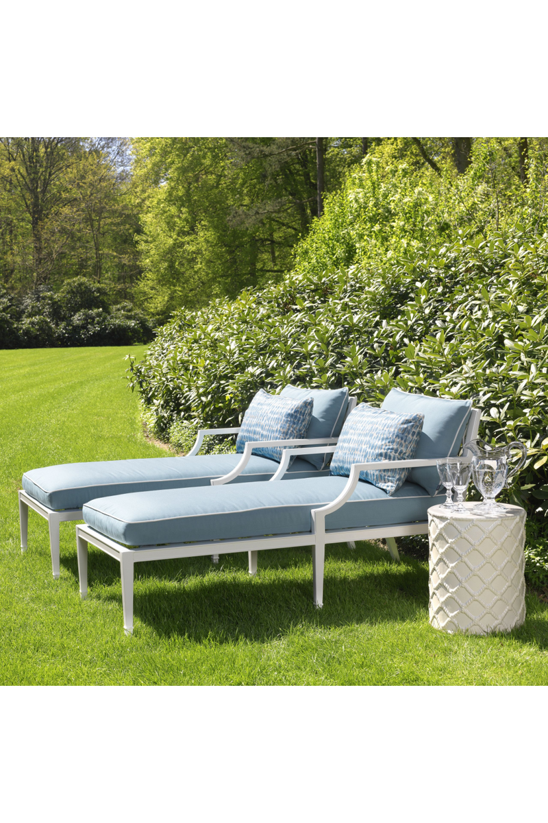 Blue Outdoor Chaise Lounge Chair | Eichholtz Bella Vista | Eichholtzmiami.com