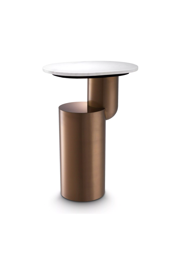 Copper Pedestal White Marble Side Table | Eichholtz Tosca | Eichholtz Miami