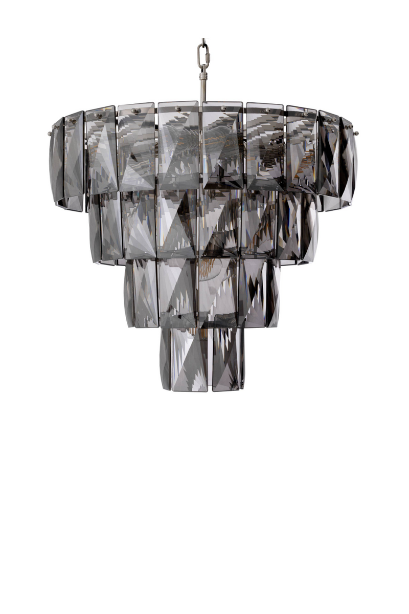 Nickel Smoked Glass Chandelier | Eichholtz Amazone S | Eichholtz Miami