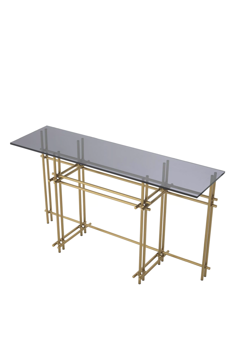 Smoked Glass Brass Console Table | Eichholtz Quinn | Eichholtz Miami