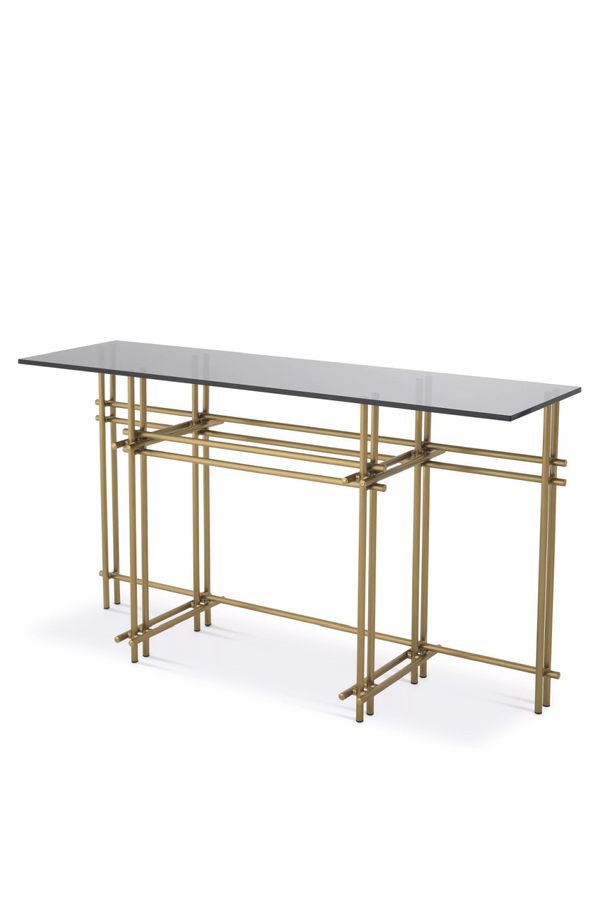 Smoked Glass Brass Console Table | Eichholtz Quinn | Eichholtz Miami