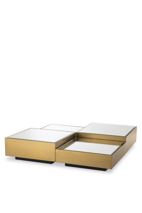 Brushed Brass Mirror Coffee Table Set of 4 | Eichholtz Esposito | Eichholtz Miami