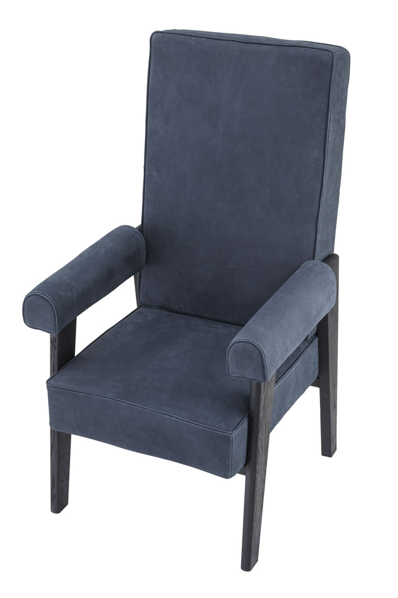 Blue Leather High-Back Chair | Eichholtz Milo | Eichholtzmiami.com