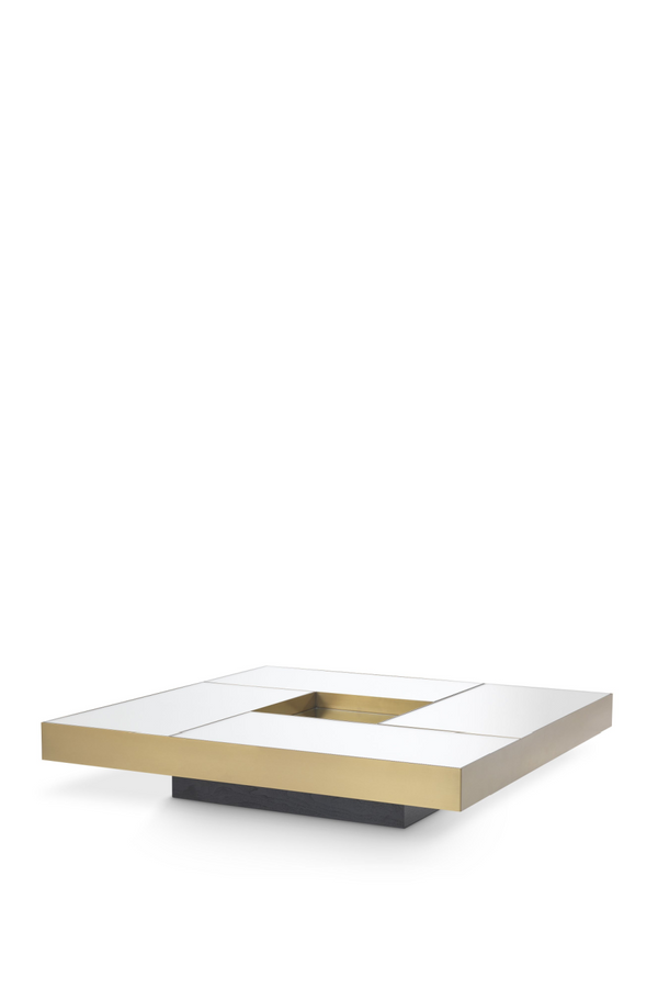 Brass Mirror Glass Pedestal Coffee Table | Eichholtz Allure | Eichholtz Miami