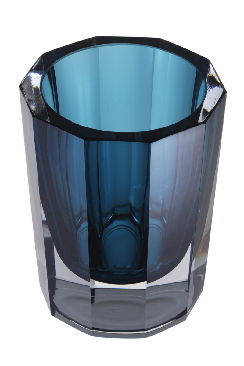 Blue Octagonal Glass Vase | Eichholtz Chavez S | Eichholtz Miami