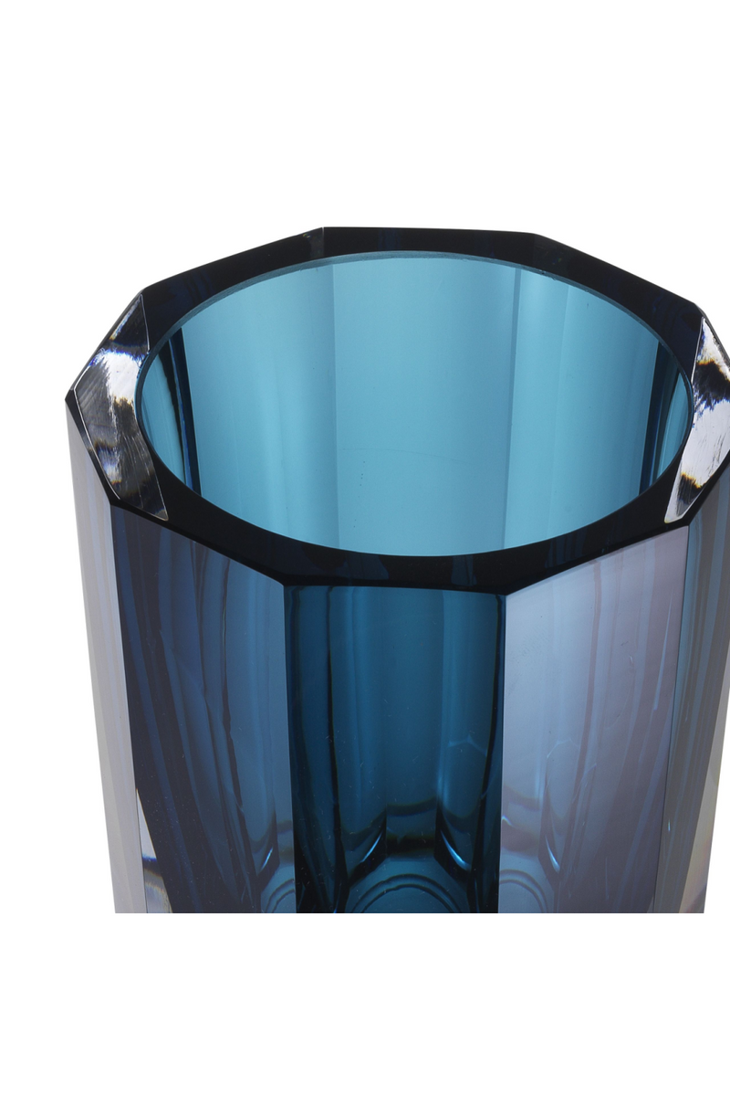 Blue Octagonal Glass Vase | Eichholtz Chavez S | Eichholtz Miami