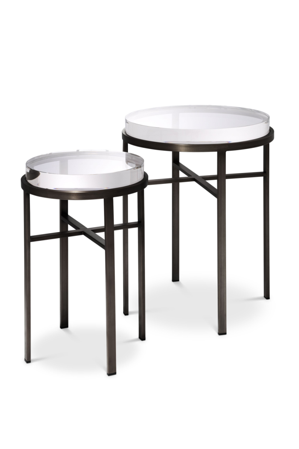 Bronze Glass Round Side Table Set (2) | Eichholtz Hoxton