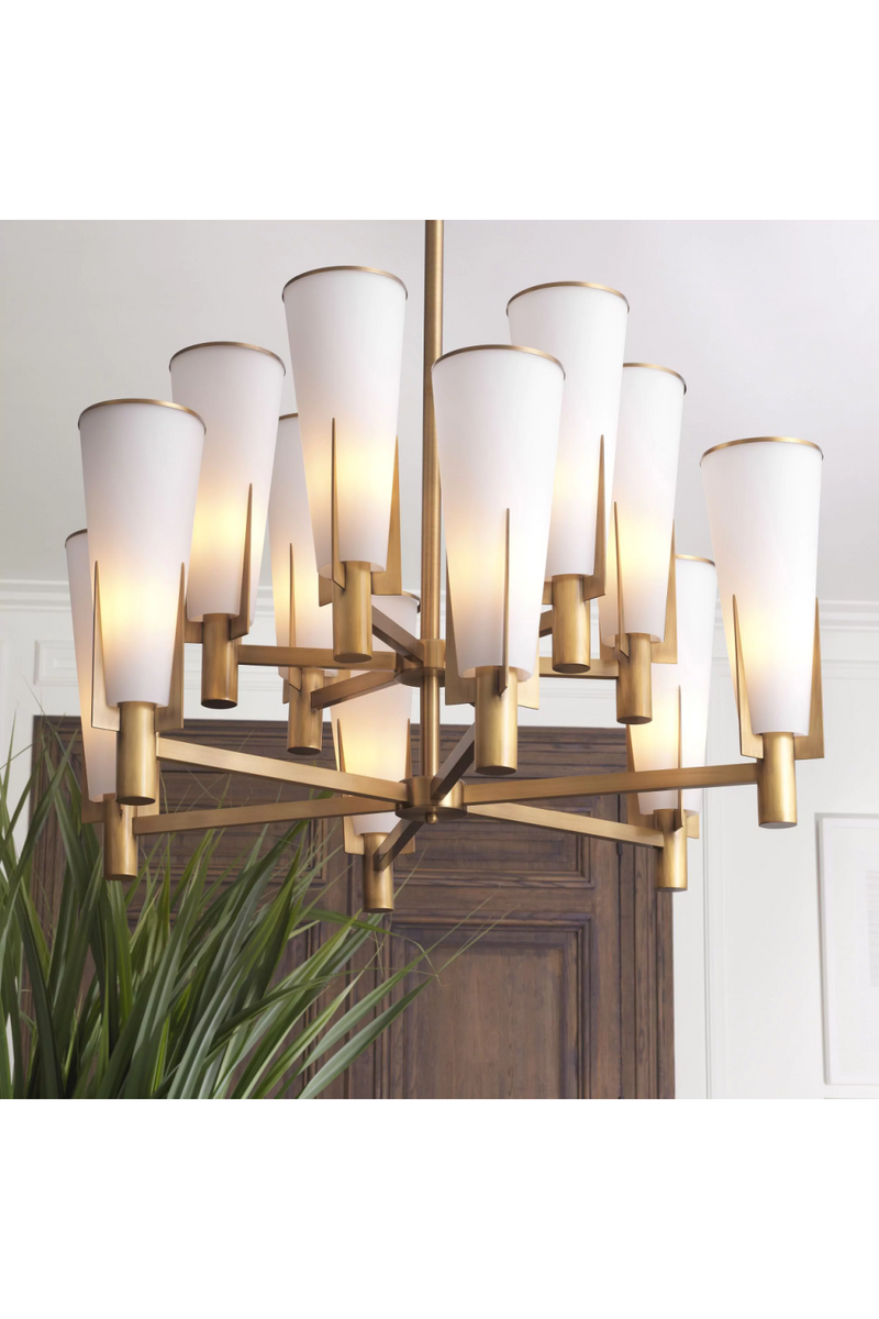 Antique Brass Conical Shade Chandelier | Eichholtz Dino | Eichholtzmiami.com