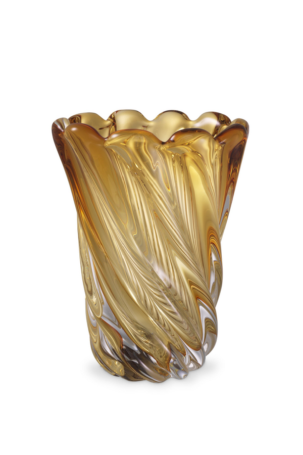 Yellow Swirling Glass Vase | Eichholtz Contessa - S | Eichholtz Miami