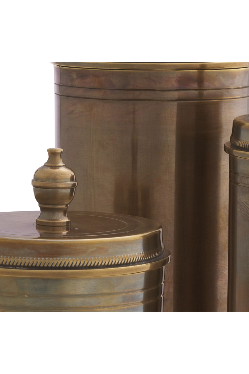 Vintage Brass Cylindrical Box Set (3) | Eichholtz Gaston | Eichholtzmiami.com