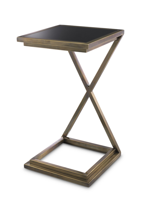 Brass Framed Black Glass Side Table | Eichholtz Cross | Eichholtzmiami.com