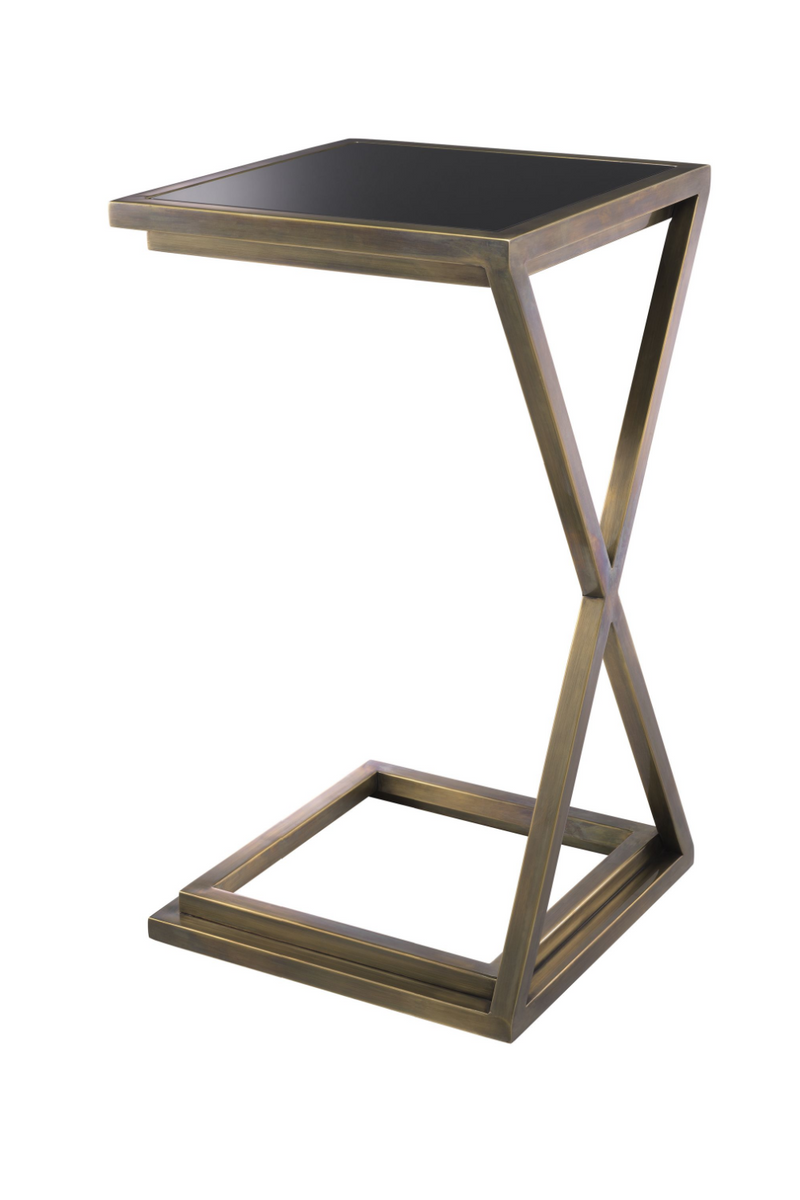 Brass Framed Black Glass Side Table | Eichholtz Cross | Eichholtzmiami.com