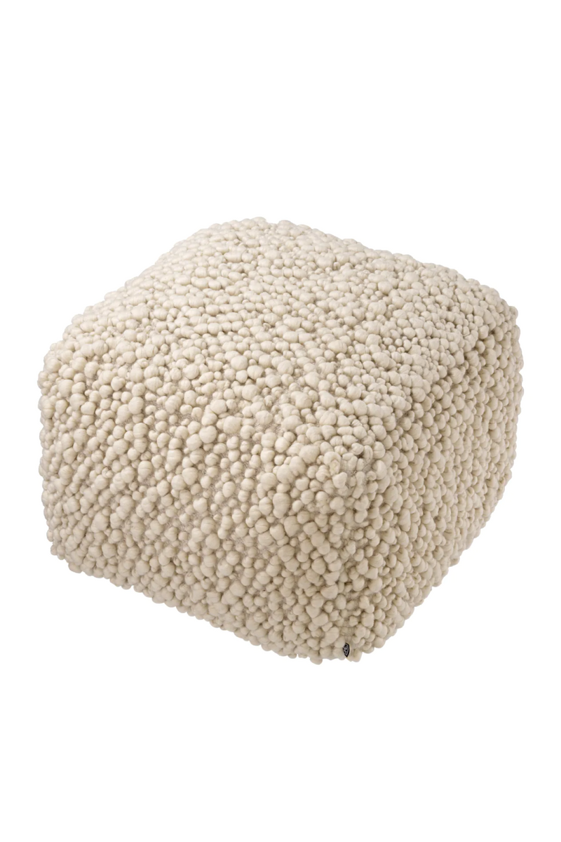White Wool Cube Stool | Eichholtz  | Eichholtzmiami.com