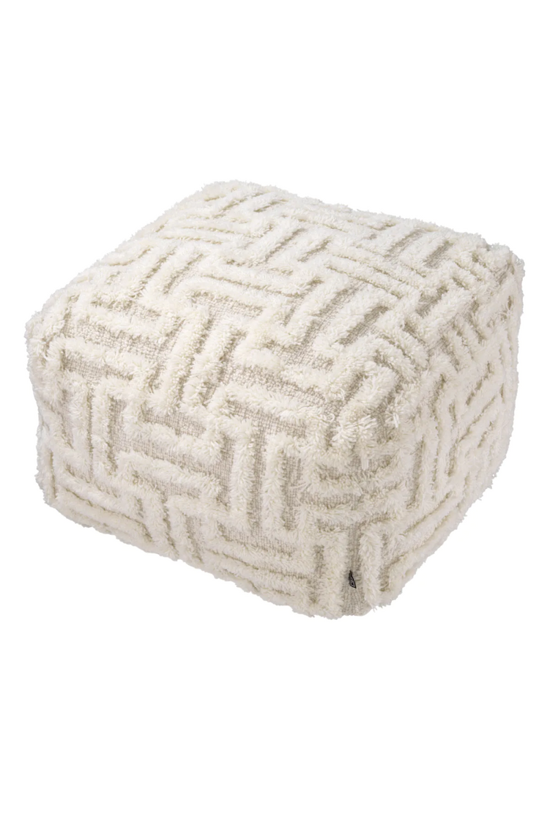 White Wool Maze Stool | Eichholtz Amphion | Eichholtzmiami.com