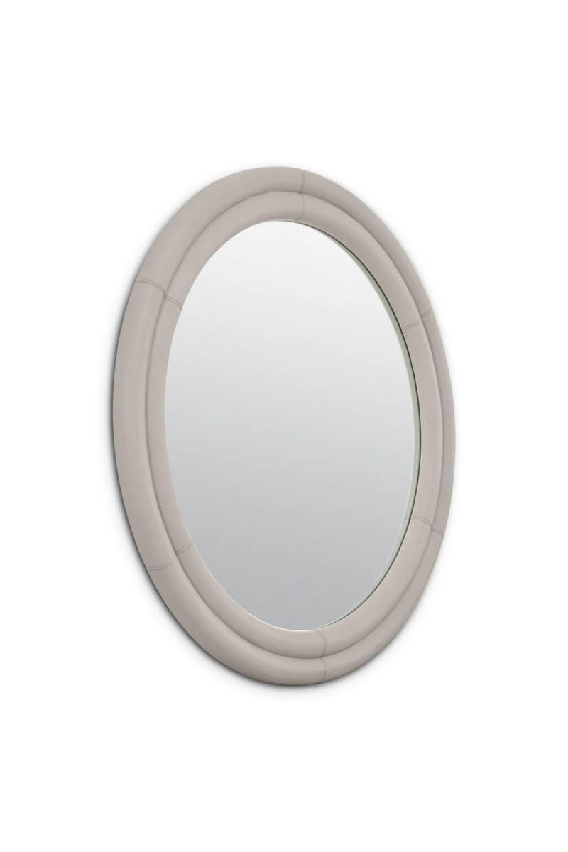 Gray Leather Round Mirror | Eichholtz Bastioni | Eichholtzmiami.com