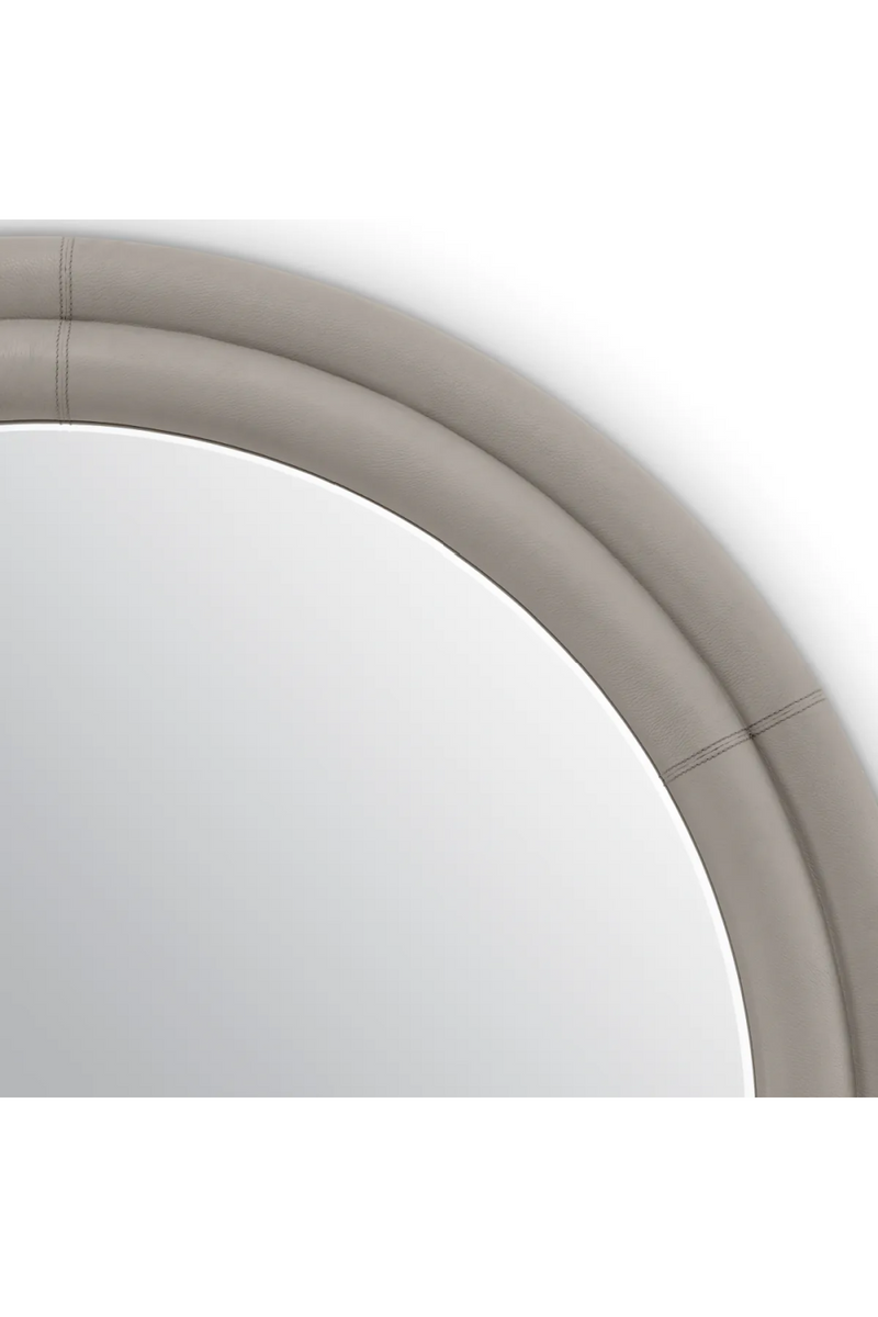Gray Leather Round Mirror | Eichholtz Bastioni | Eichholtzmiami.com