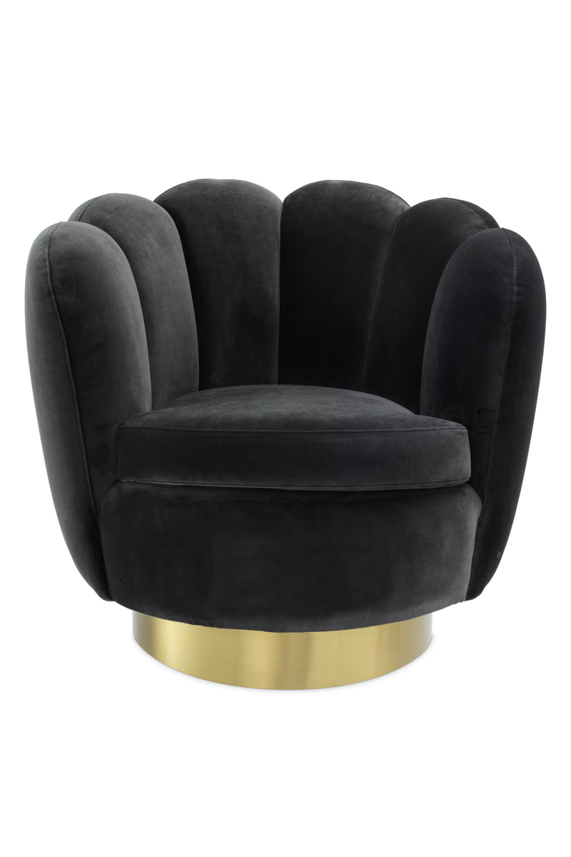Gray Velvet Scalloped Swivel Chair | Eichholtz Mirage | Eichholtzmiami.com