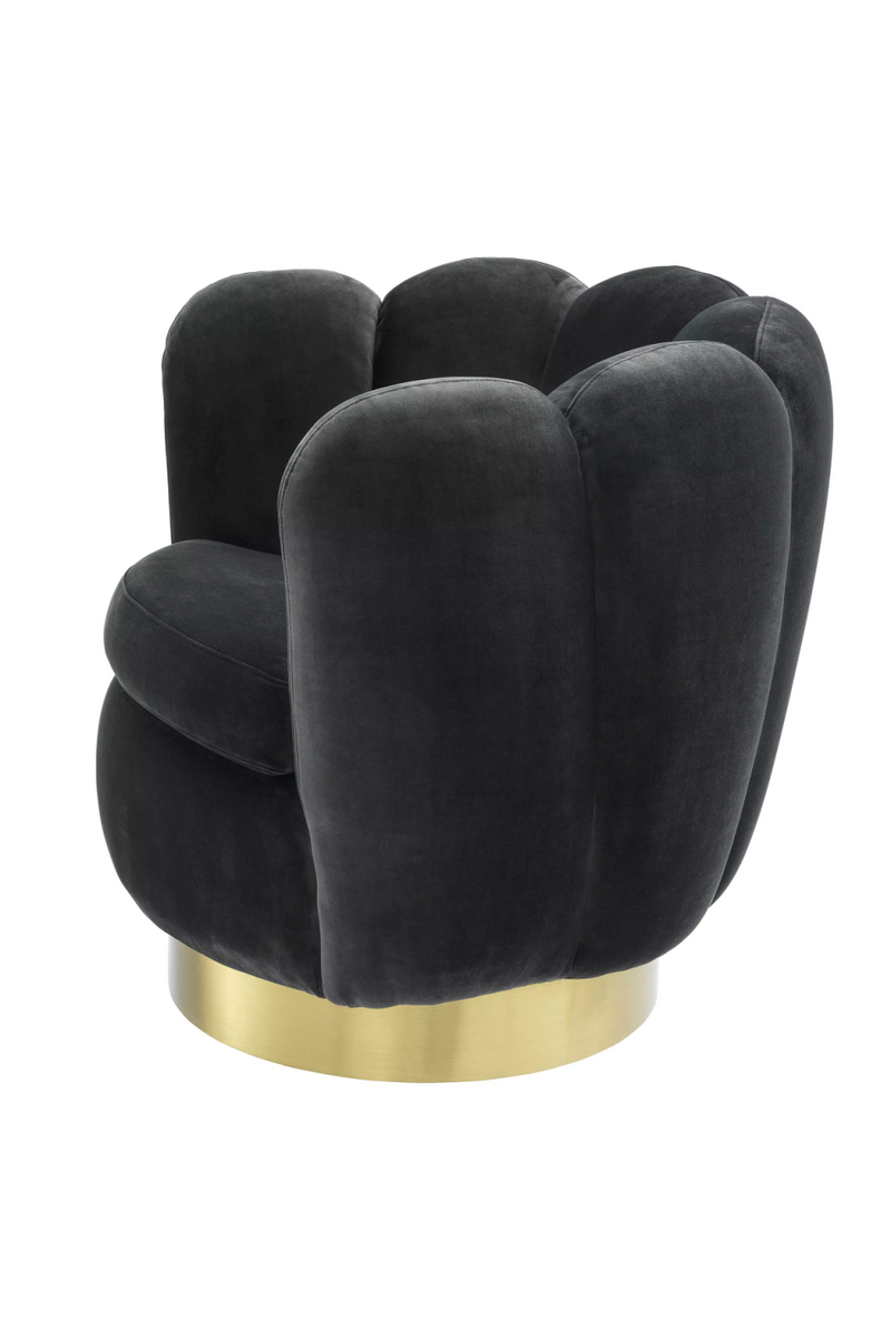 Gray Velvet Scalloped Swivel Chair | Eichholtz Mirage | Eichholtzmiami.com