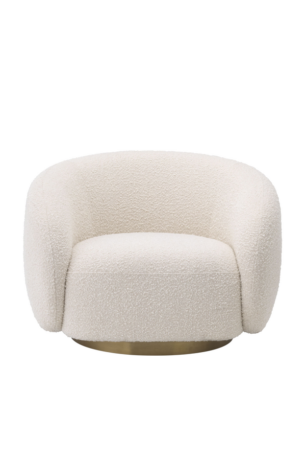 Cream Bouclé Curved Swivel Chair | Eichholtz Brice | Eichholtzmiami.com