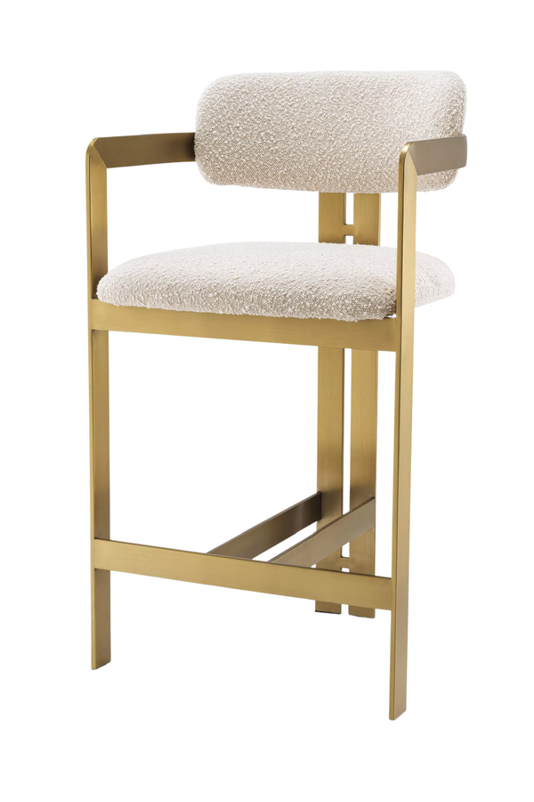 Cream Bouclé Brass Frame Counter Stool | Eichholtz Donato | Eichholtzmiami.com