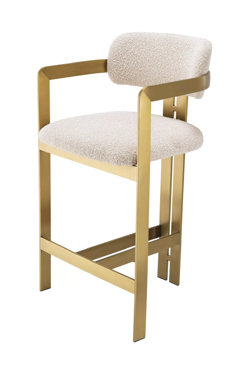 Cream Bouclé Brass Frame Counter Stool | Eichholtz Donato | Eichholtzmiami.com