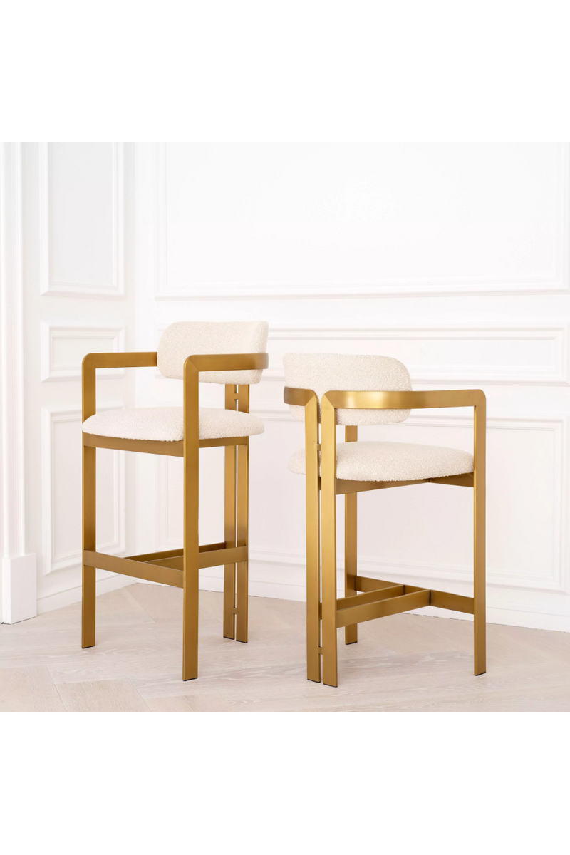 Cream Bouclé Brass Frame Counter Stool | Eichholtz Donato | Eichholtzmiami.com