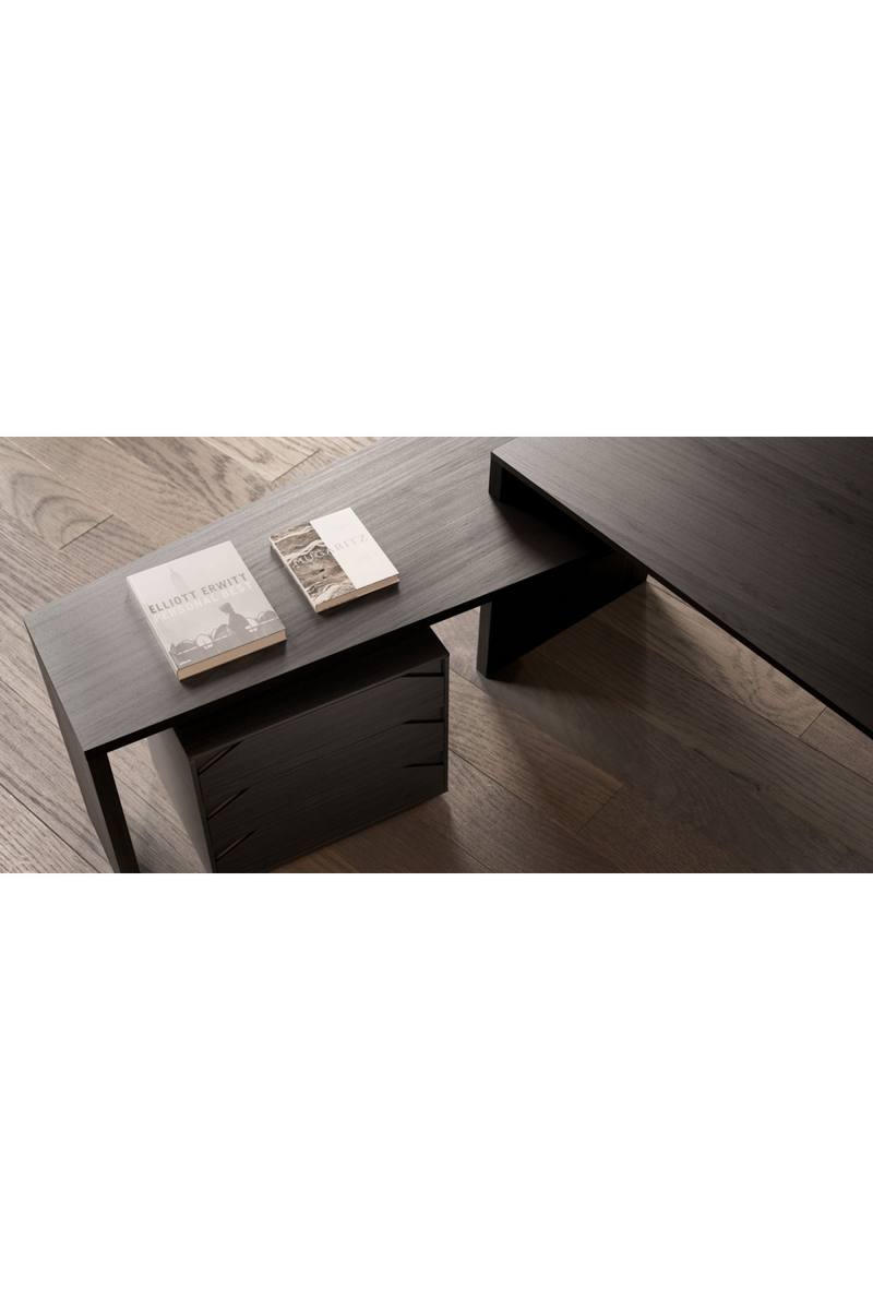 Origami Ash Black Leather Top Desk