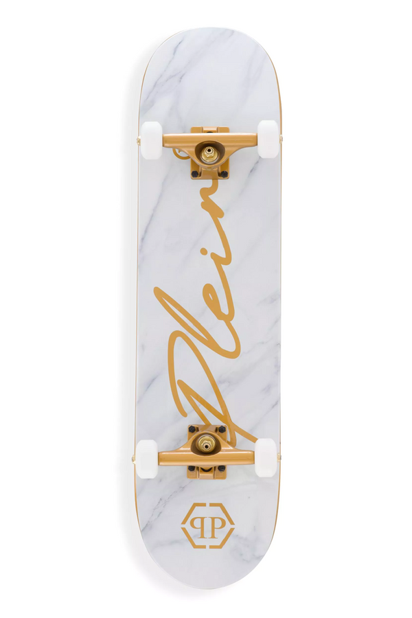White Marble Look Skateboard | Philipp Plein Shock | Oroa.com