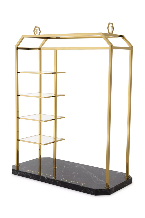 Gold Framed Modern Clothing Stand | Philipp Plein Couture | OROA.com