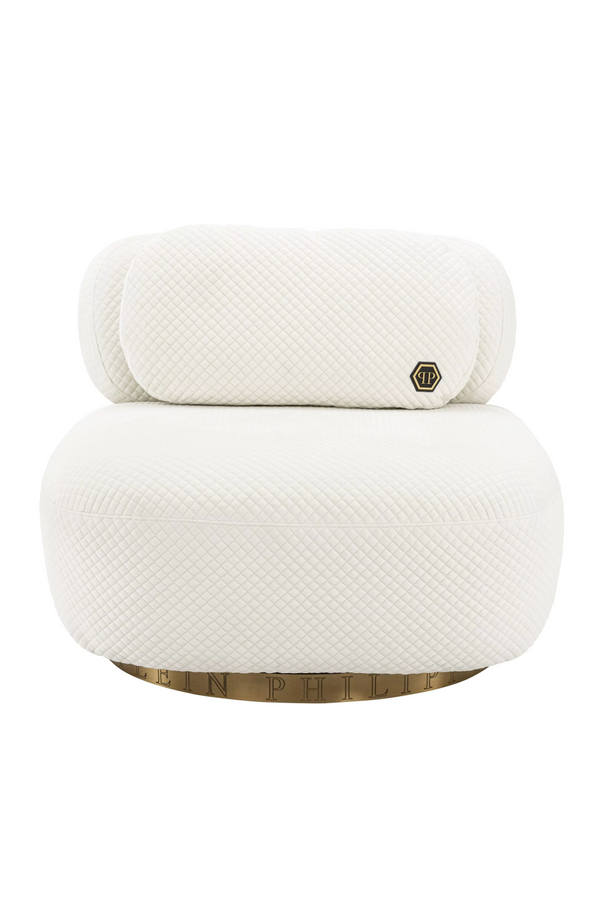 White Modern Retro Velvet Chair | Philipp Plein Signature | Oroa.com